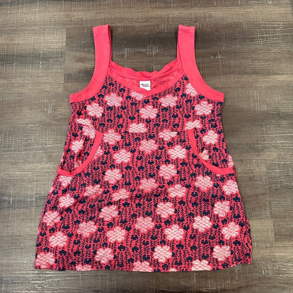 Gentle Fawn Sleeveless Floral Print Pocket Tank Top Pink Small Women Y2K Empire